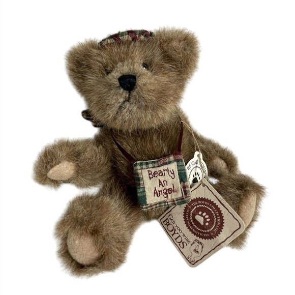Boyds Bears Rascal 2001 8" Plush Angel Bear Collectible "Bearly An Angel" Plaid - Picture 1 of 9